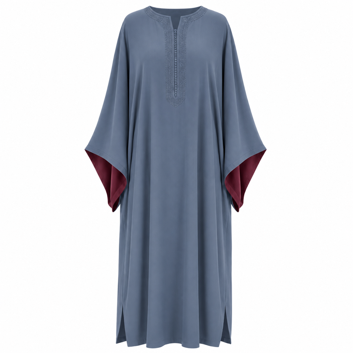 Elegant Contrast Sleeve Gandora in blue grey by Layali Boutique