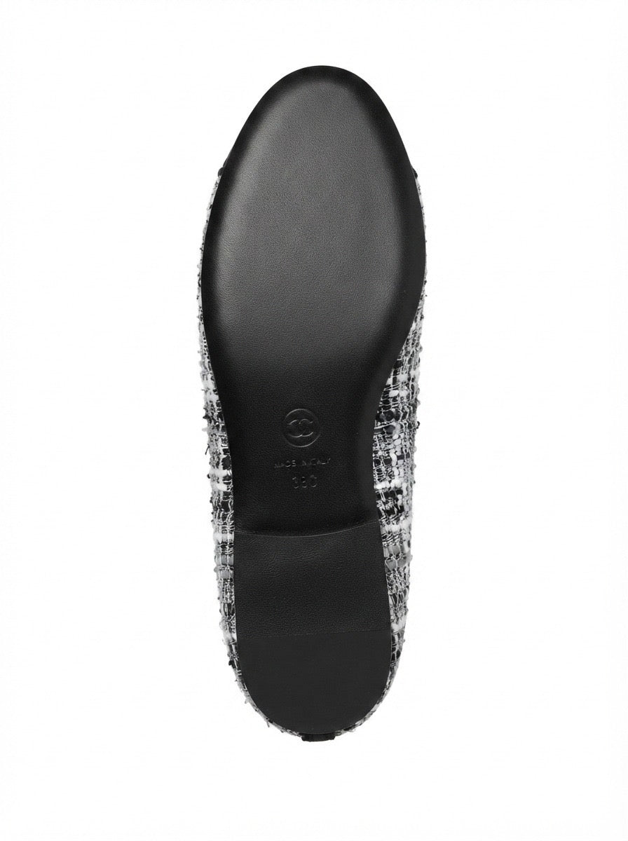 Chanel Black & White Tweed Ballet Flats