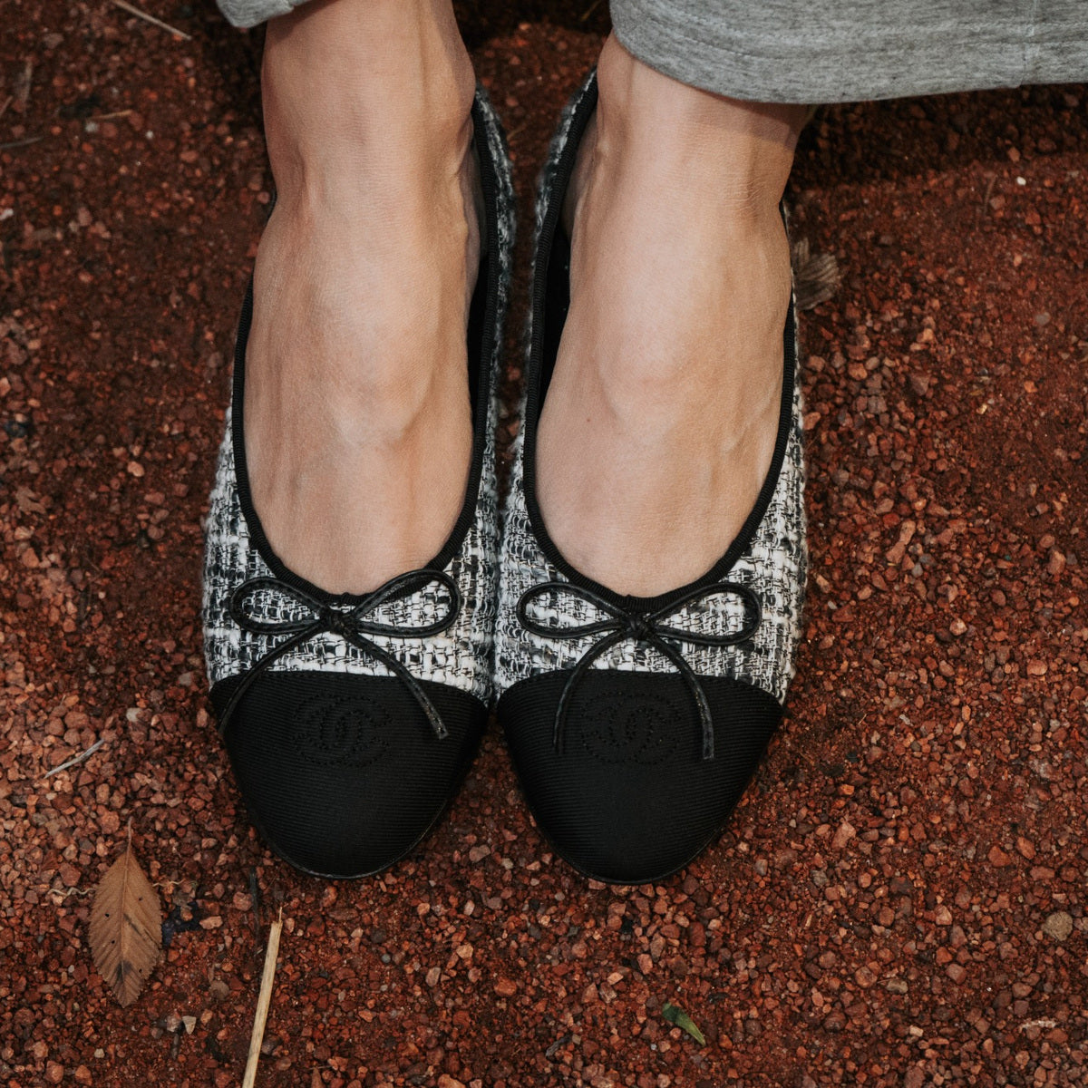 Black & White Tweed Ballet Flats