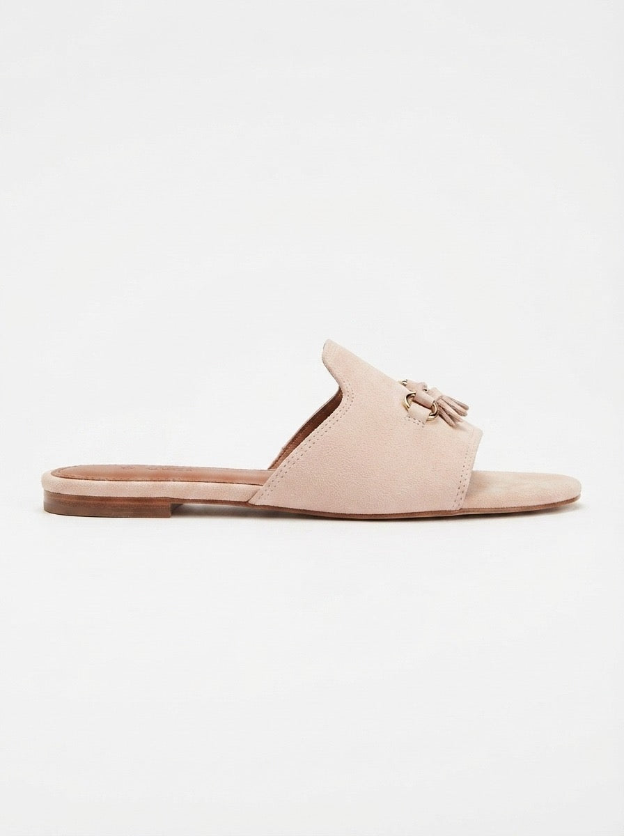 Blush Suede Charm Slide Sandals