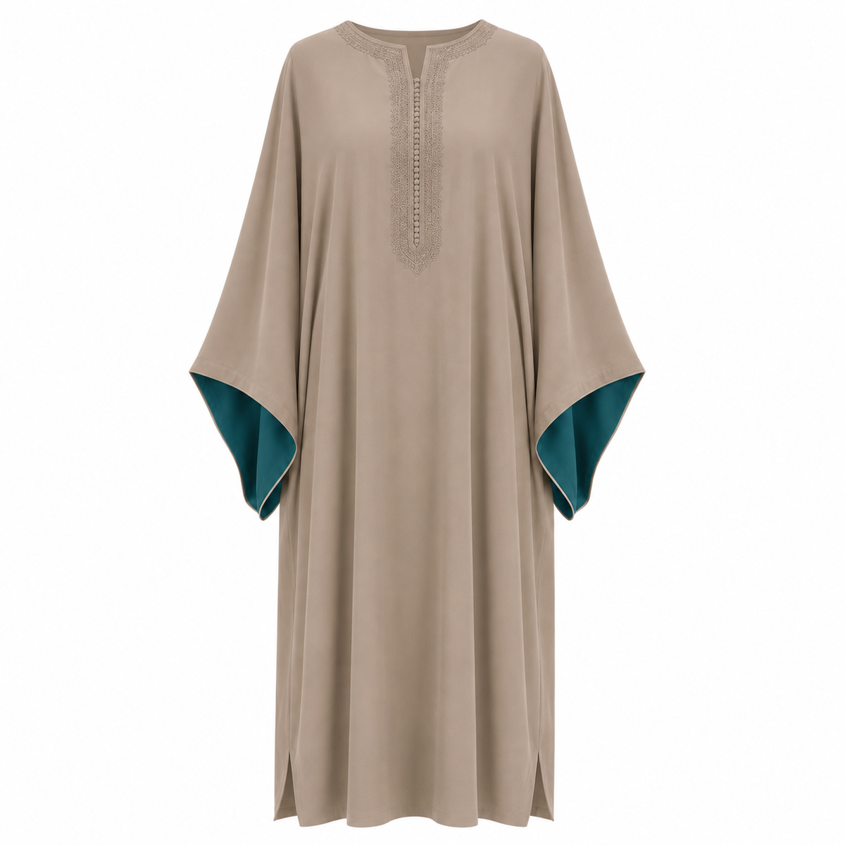 Elegant Contrast Sleeve Gandora in beige by Layali Boutique