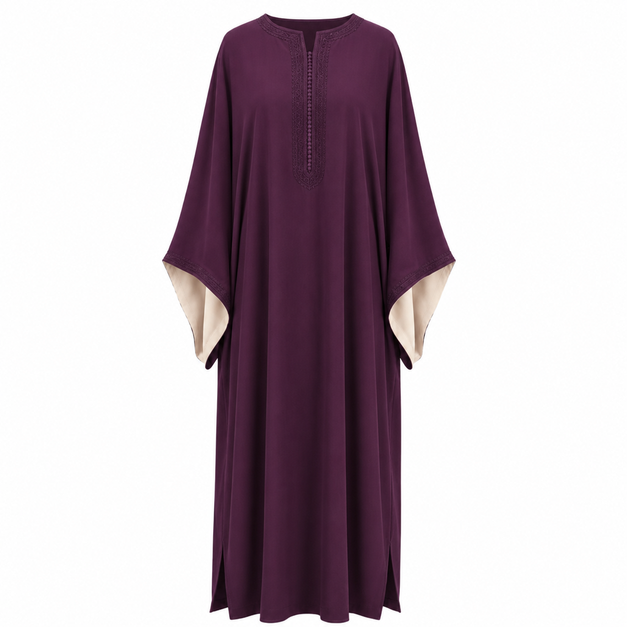 Burgundy contrast sleeve gandora for women by Layali Boutique