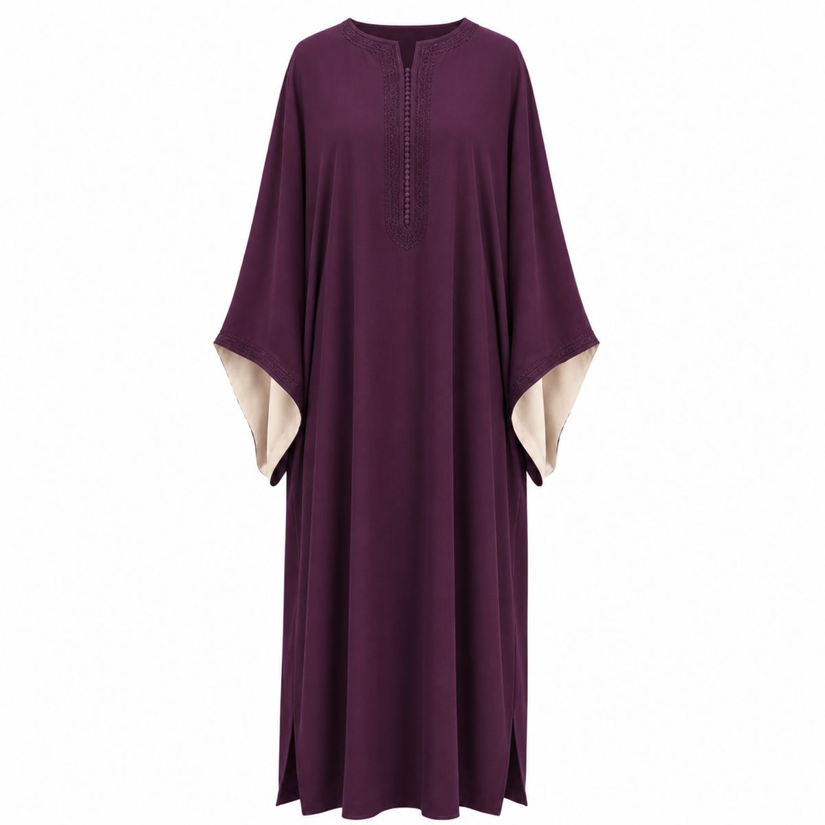 Burgundy contrast sleeve gandora for women by Layali Boutique
