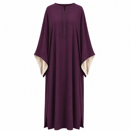 Burgundy contrast sleeve gandora for women by Layali Boutique