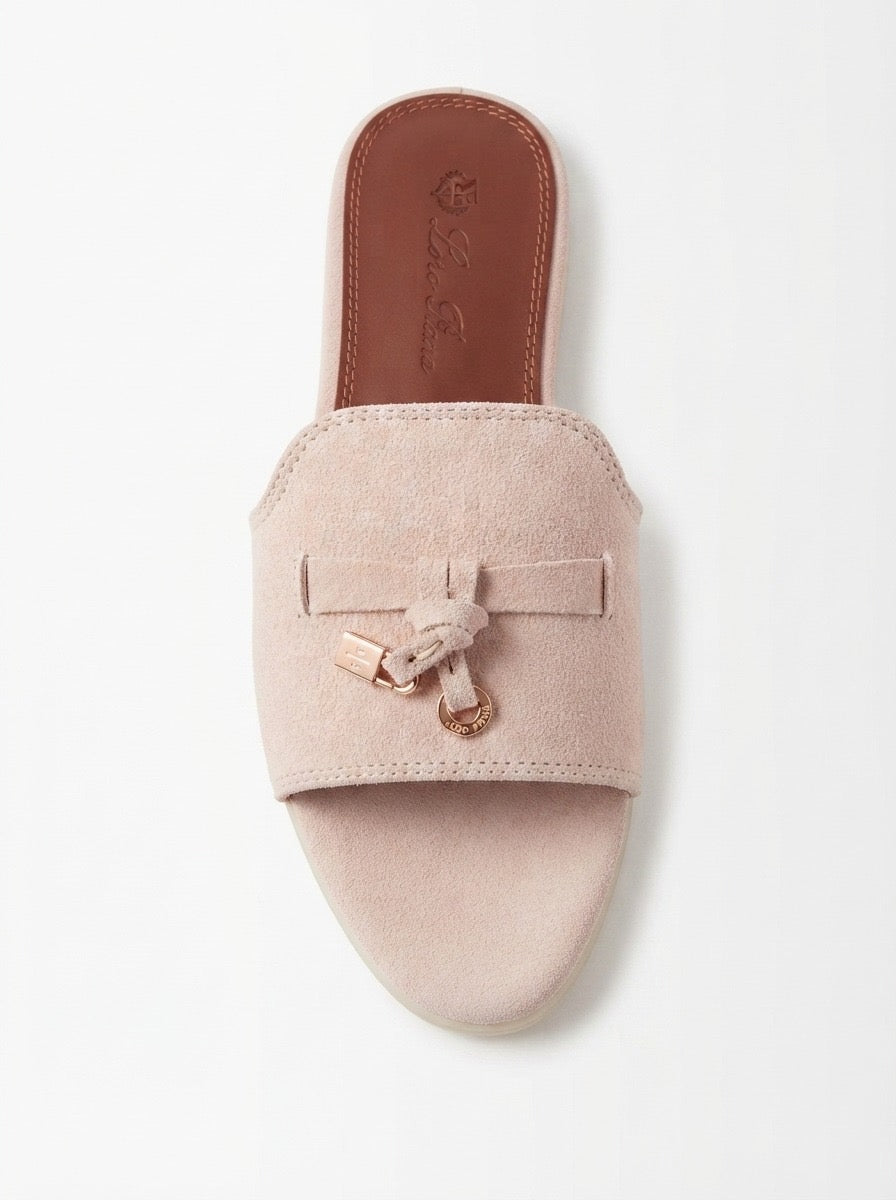 Blush Suede Charm Slide Sandals