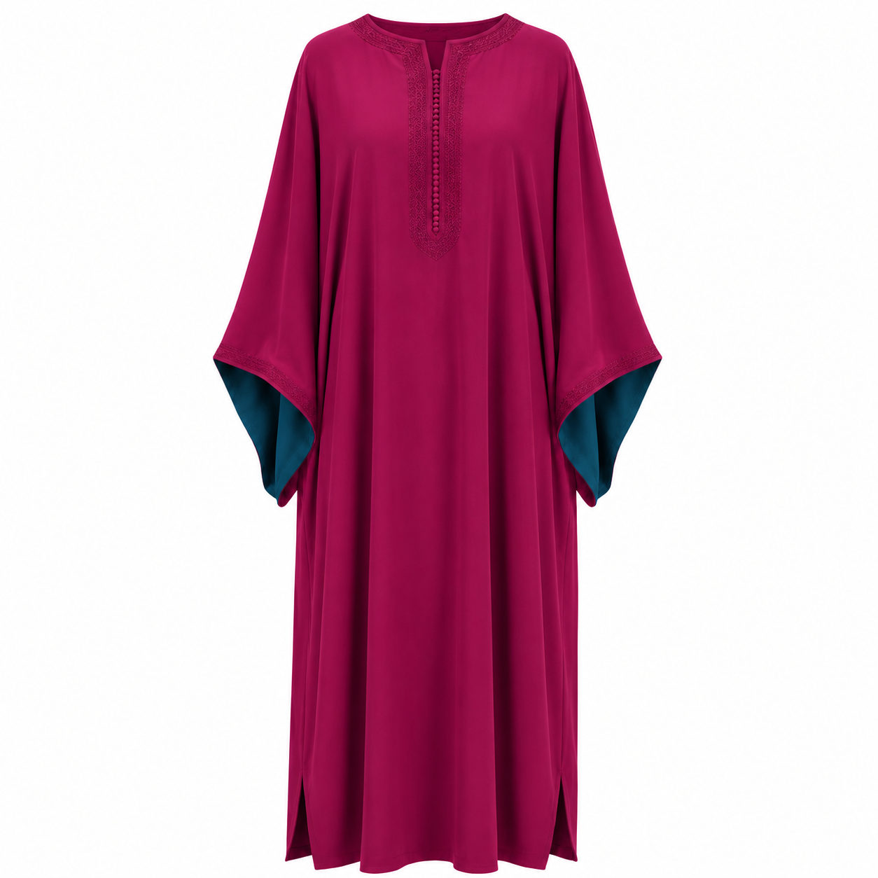 Elegant Contrast Sleeve Gandora in fuchsia by Layali Boutique
