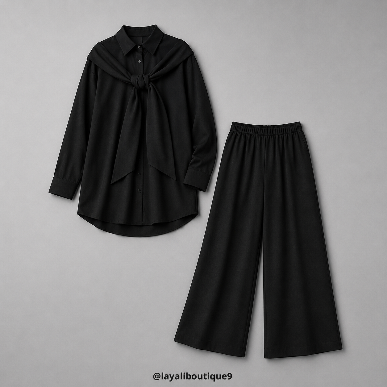 Scarf-Tie Relaxed Two-Piece Set
