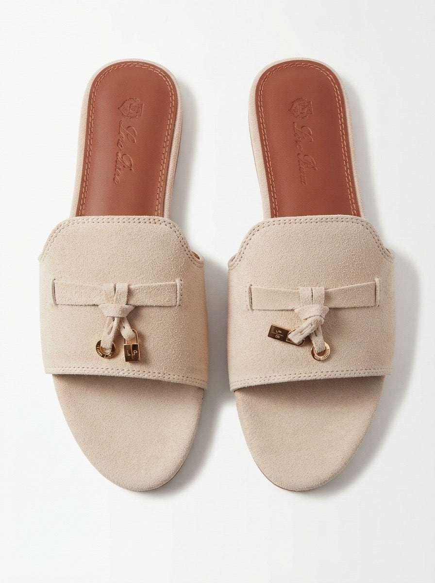 Blush Suede Charm Slide Sandals